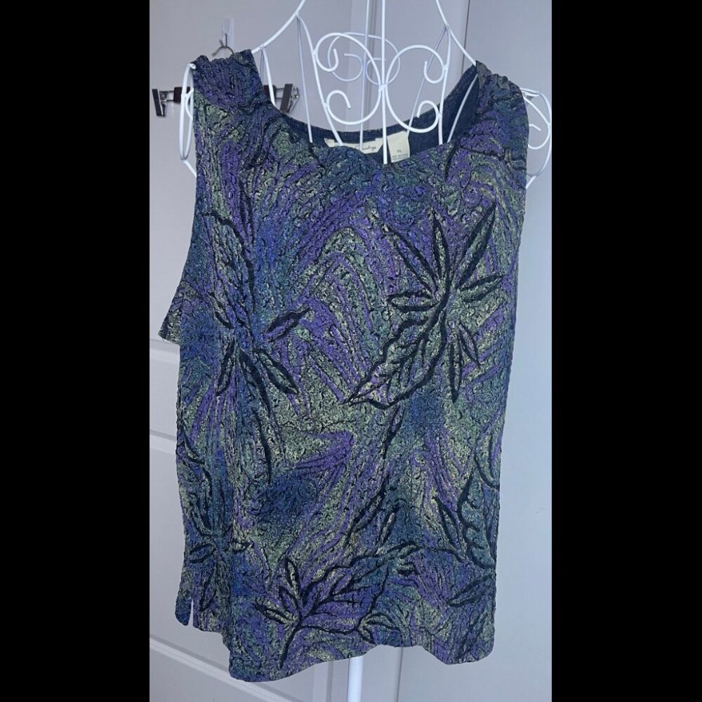 French Laundry Textured Stretch Floral Sleeveless Top | Size XL